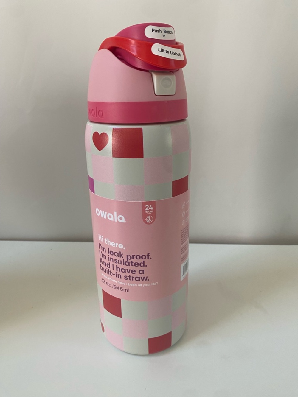 Owala Pink Insulated Leak-Proof Water Bottle with Built-In Straw